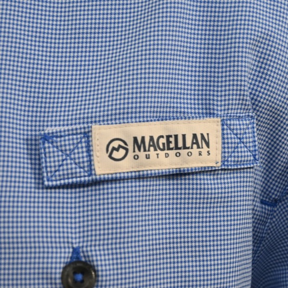 Magellan Vented Fishing Shirt Mens Large Relaxed Fit Blue Plaid Short Sleeve - Picture 5 of 15